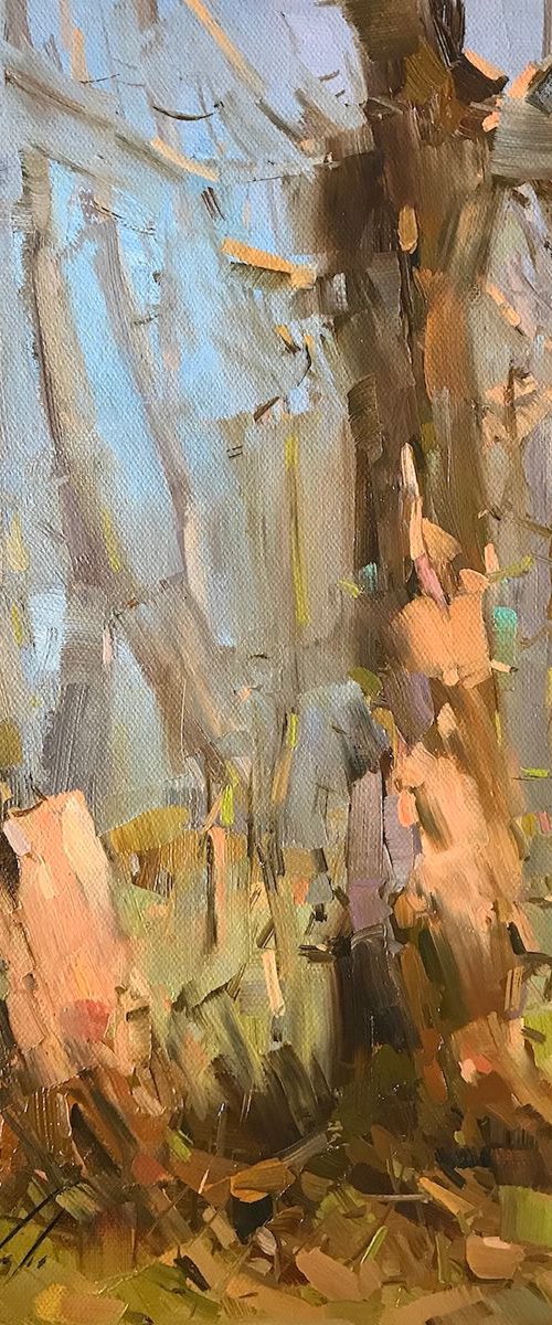Dreamy Birches, Landscape oil painting, One of a kind, Signed, Handmade artwork by Vahe Yeremyan