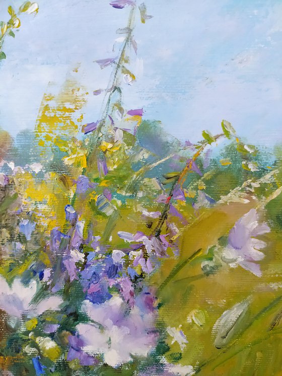 Flowers against a landscape