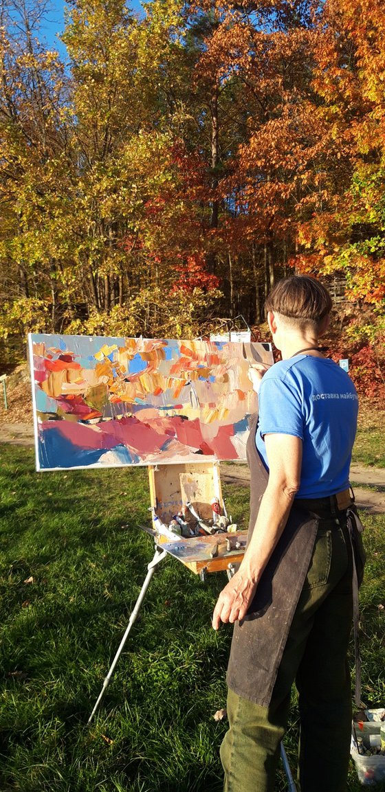 Sunny autumn forest.