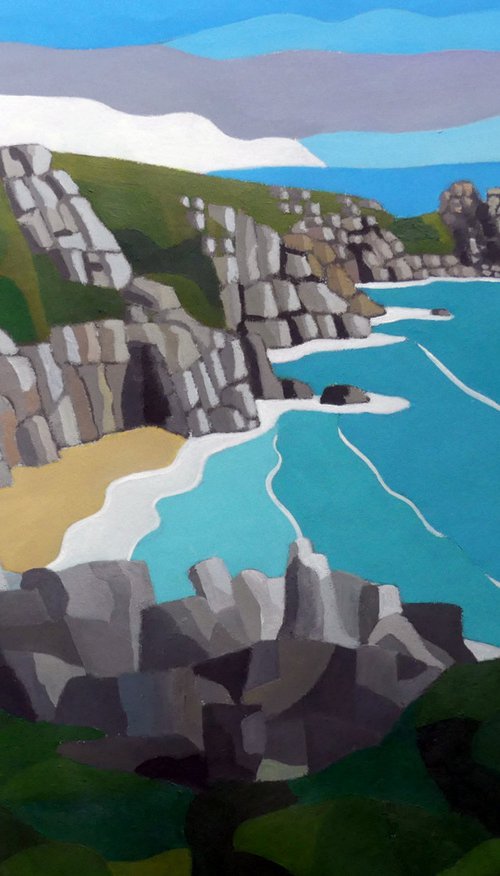 View towards The Logan Rock, Porthcurno by Tim Treagust