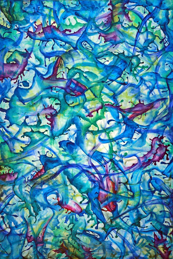 MEDITERANEAN , 150x100cm  2019 -2020 LARGE ABSTRACT OIL PAINTING