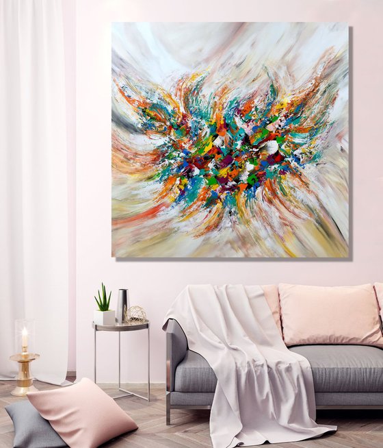 Always Remember Us This Way - XL LARGE,  ABSTRACT ART, PALETTE KNIFE ART – EXPRESSIONS OF ENERGY AND LIGHT. READY TO HANG!