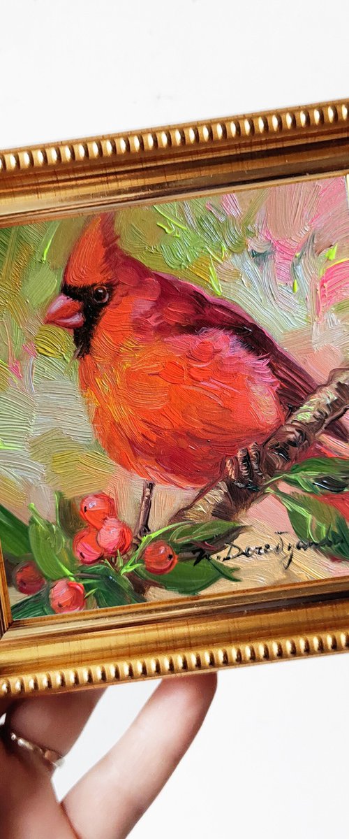 Cardinal bird painting by Nataly Derevyanko