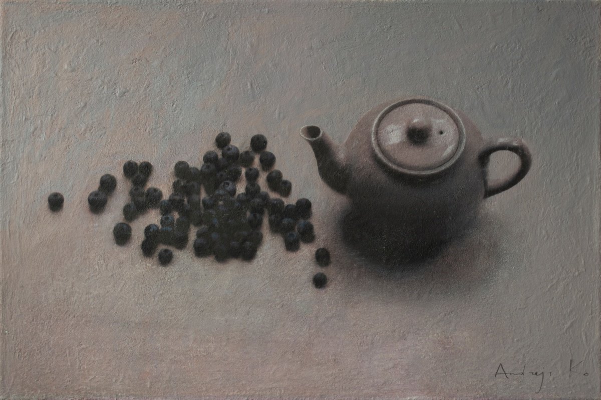 The Teapot And Blueberries By Andrejs Ko, 24 X 16, Artwork For Sale On Artfinder