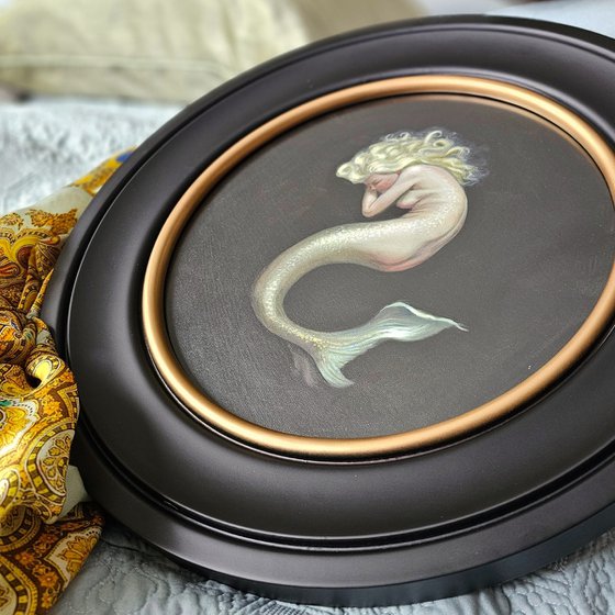 Nimue, mermaid circular oil painting