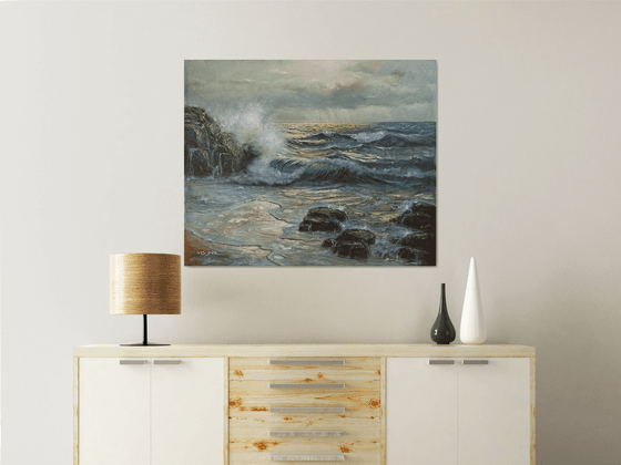 crashing wave, 39x32 in