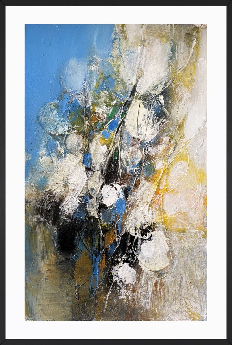 Expressive Oil Painting , Blue Orchard By Movses Poghosyan, 15 X 22, Artwork For Sale On Artfinder