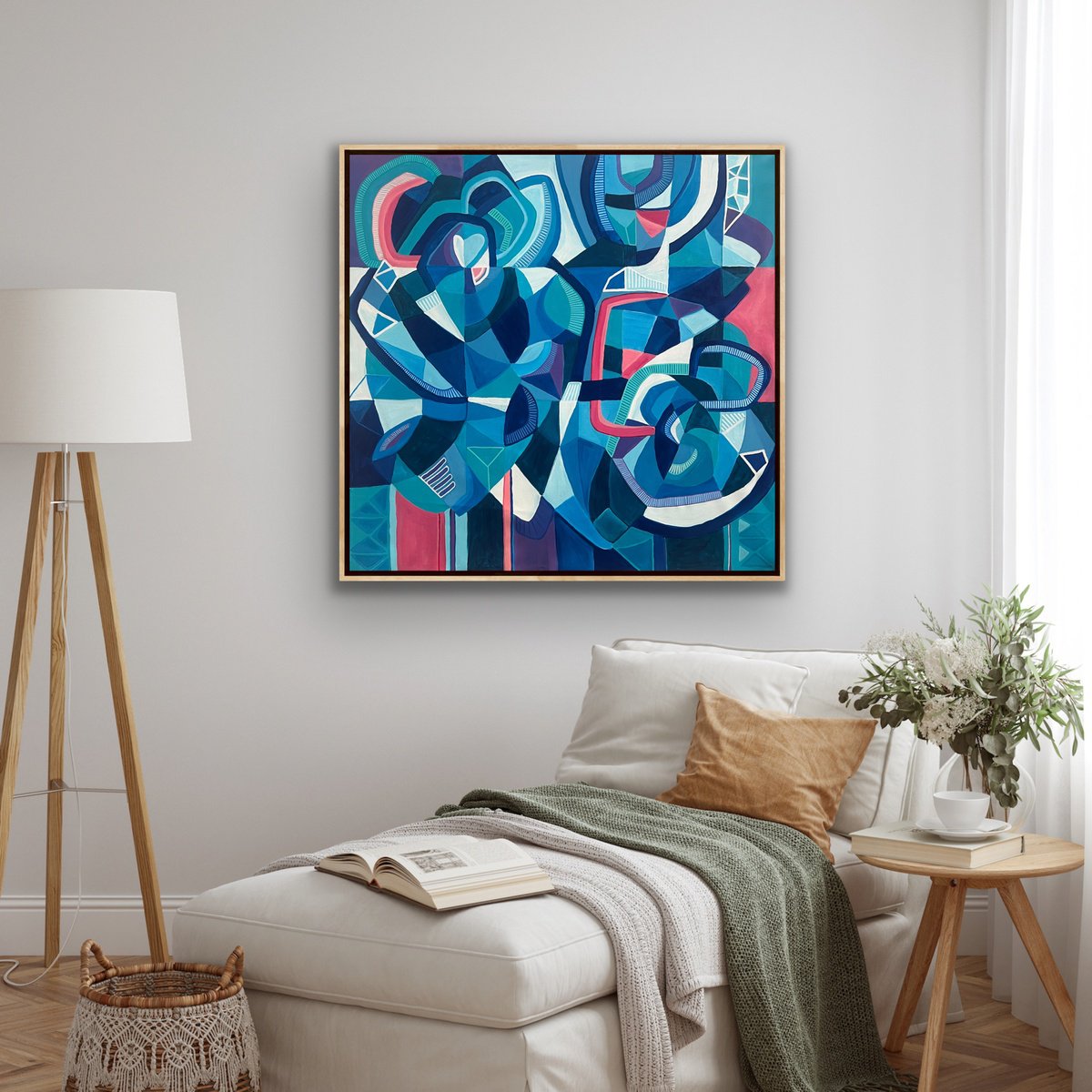 Abstract Acrylic Painting By Samantha Malone, 37 X 37", Coexistence, Original Artwork