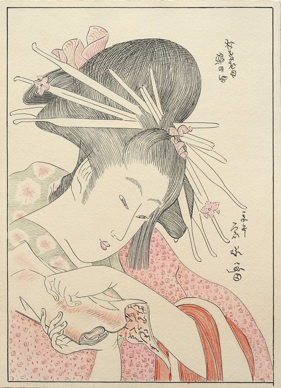 "The Courtesan Shizuka with a crumpled letter"