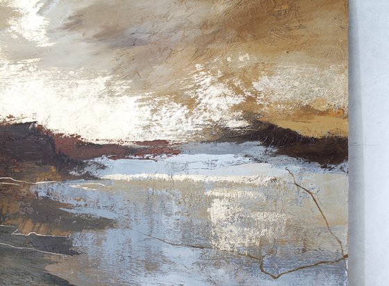 "Calabria 2" Abstract brown gold grey art