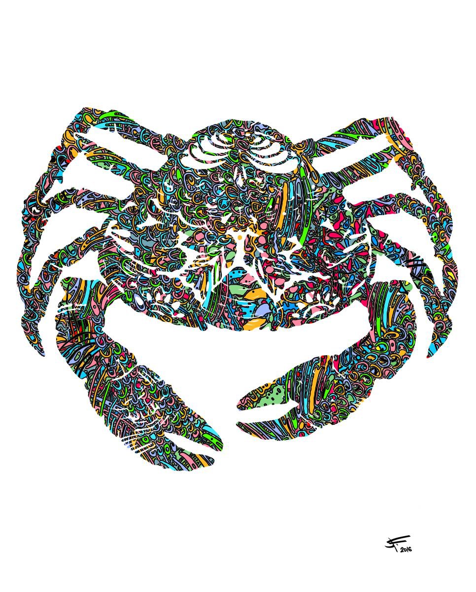Crab 2, Framed Artwork, 16 x20 inches, by Jeff Kaguri