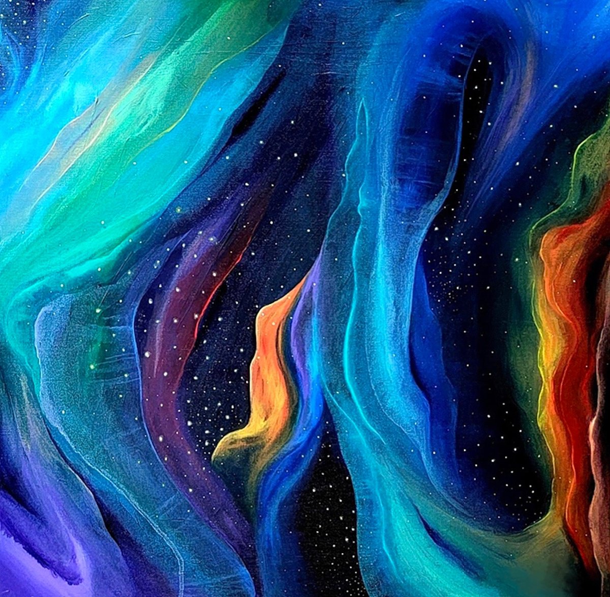 Organic Landscape Acrylic Painting By Amani Muhammad, 24 X 24, The Beginning, Original Artwork