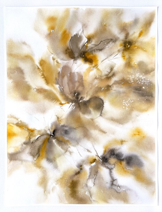 Abstract flowers in beige colors.