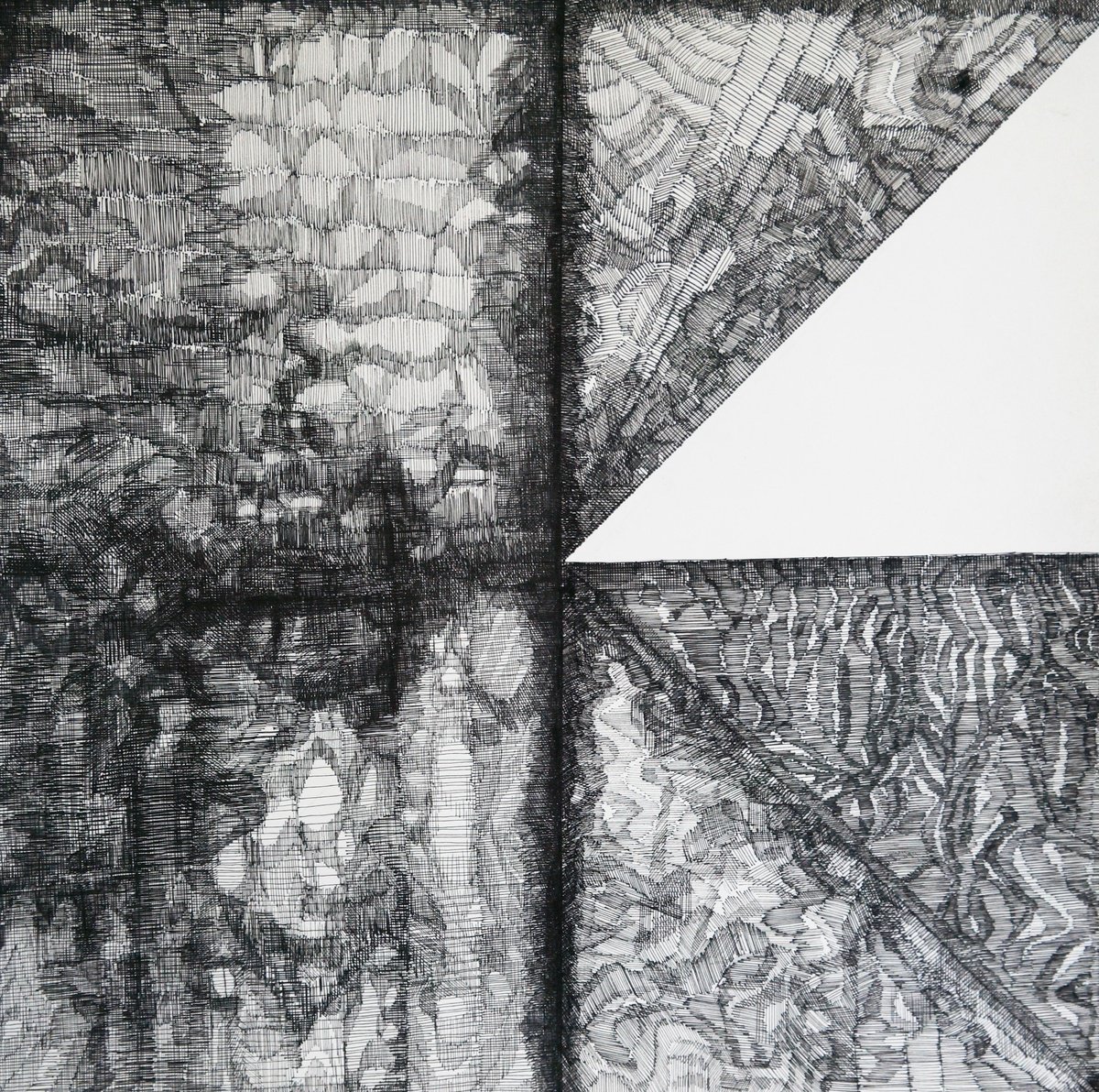 Geometric Abstract Ink Drawing By Anna Jannack, 15 X 15, House Of Lines V, Original Artwork