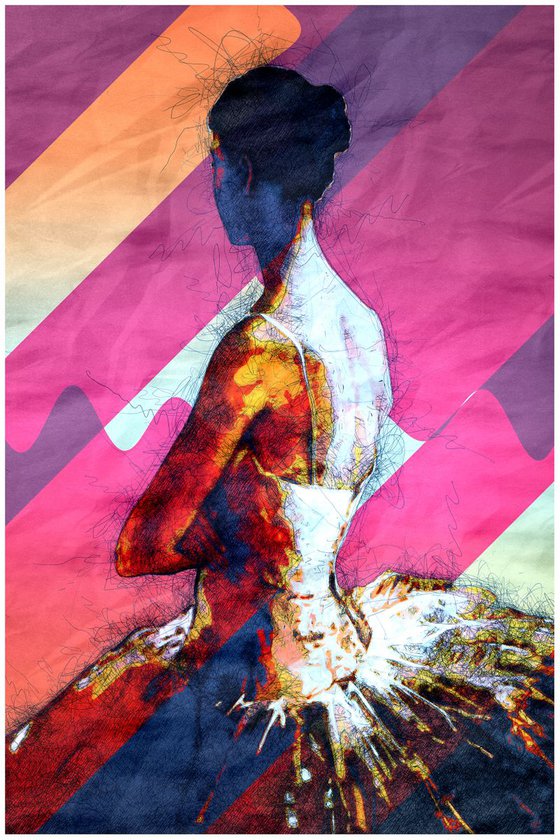 Pensive Ballerina - Pop Art Modern Poster Stylised Art
