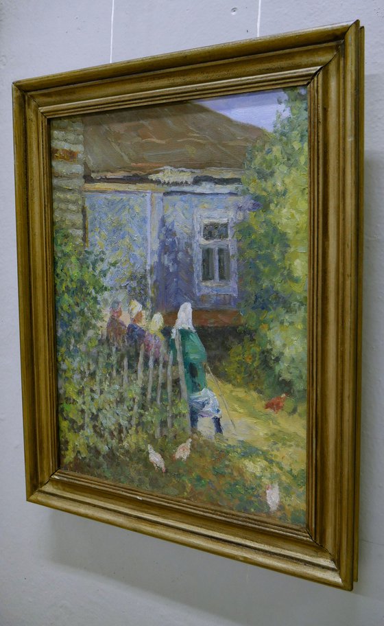 At The Village - sunny summer landscape painting