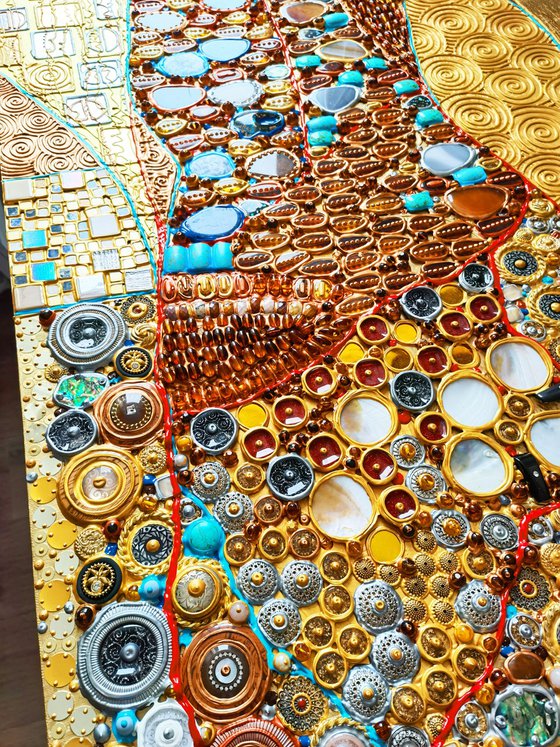 Time - Abstract painting from precious stones mosaic art