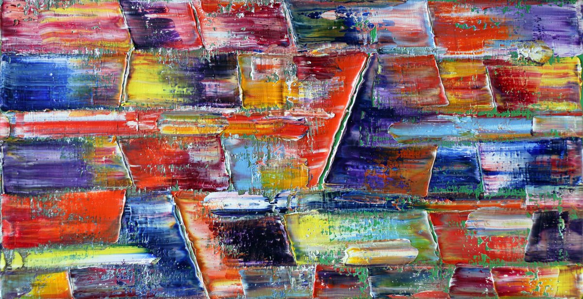 Abstract Oil Painting By Preston M. Smith (Pms), 48 X 24", "Abundance", Original Artwork