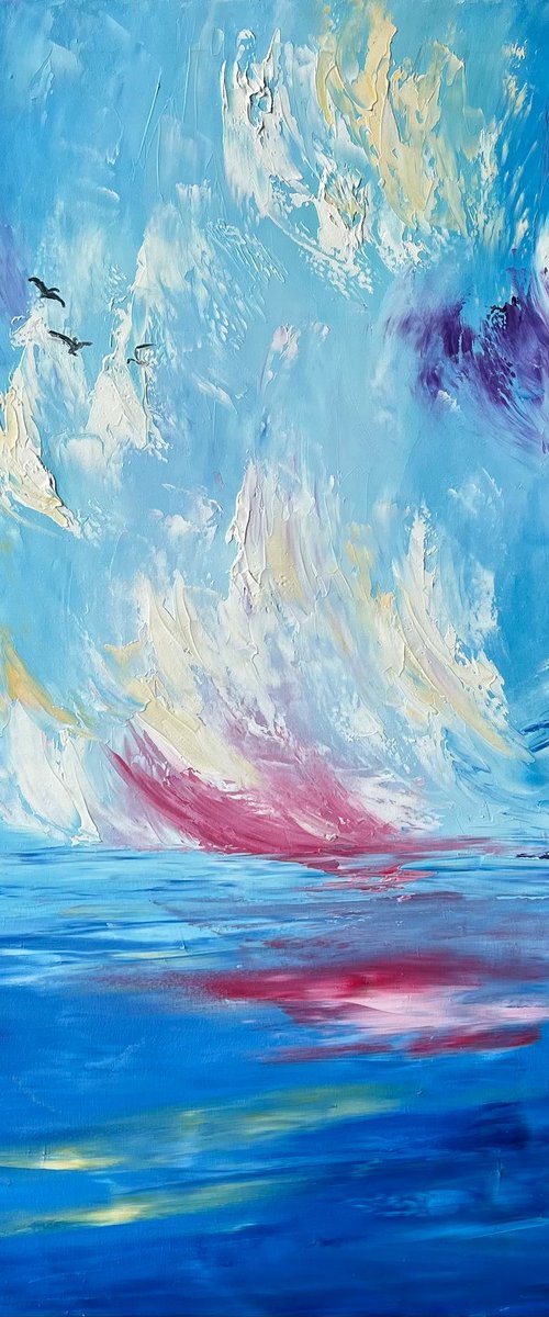 Cloudy sunset, 50x70 cm by Anastasiia Novitskaya