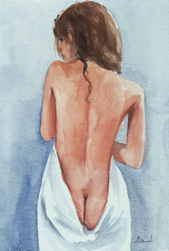 Erotic figure 'Graceful Back' elegant feminine painting