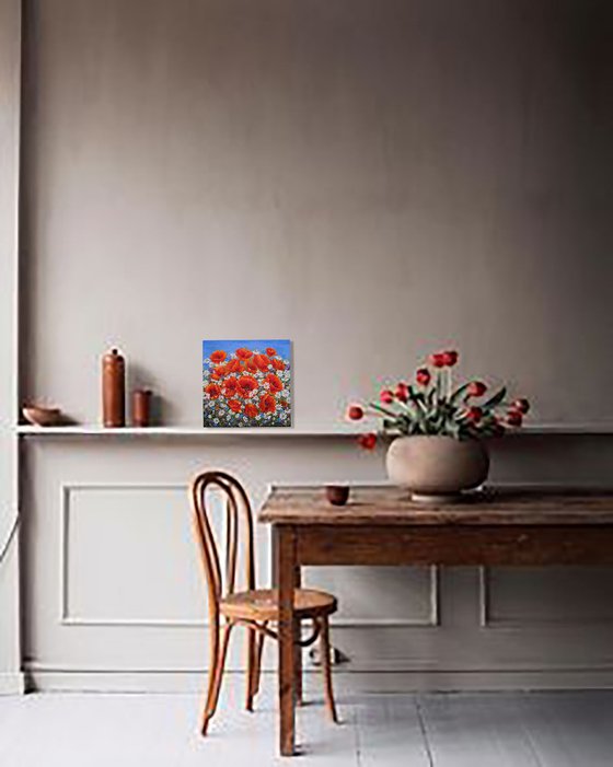 Poppies with daisies.