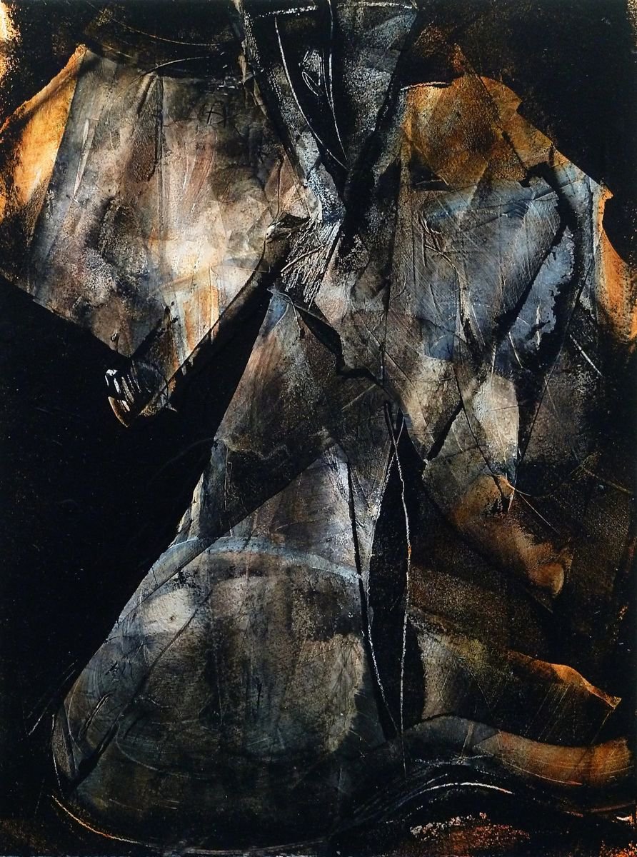 Expressive Abstract Acrylic Painting By Newel Hunter, 18 X 24", Mourning Skin, Original Artwork