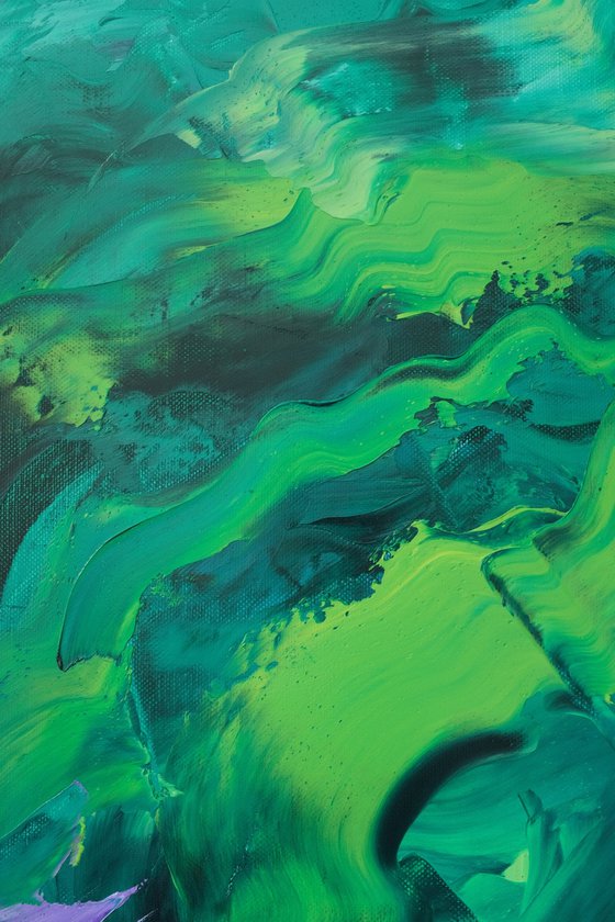 Light Green Dark Purple / Oil Painting 17