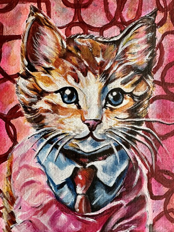 Funny Kitten in Colorful Suit