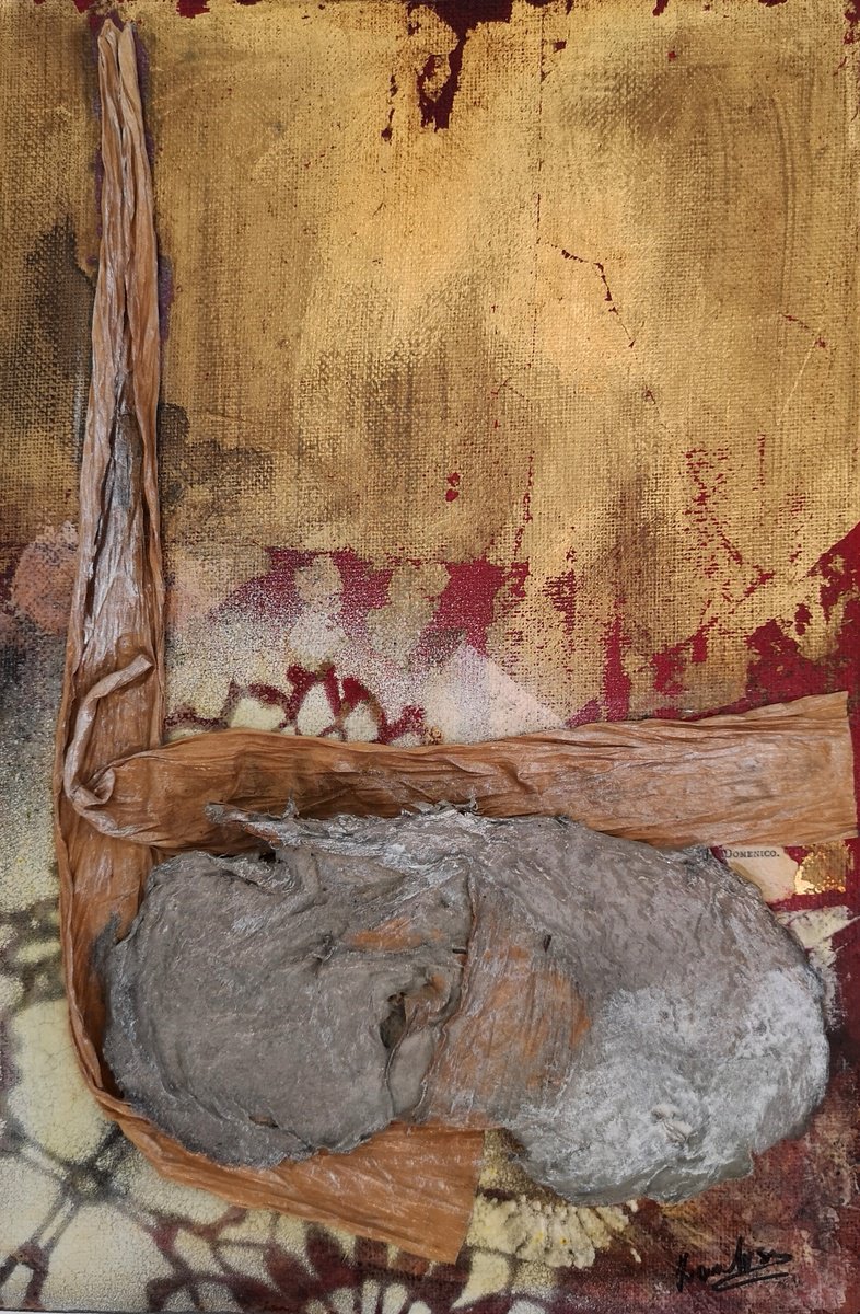 Abstract Painting By Ivana Urso, 8 X 12, Golden Harmony, Original Artwork