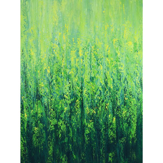 Cascading Green - Modern Abstract Green Field