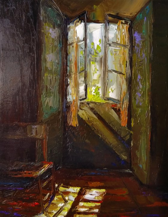 Open window(30x40cm, oil painting, impressionistic)