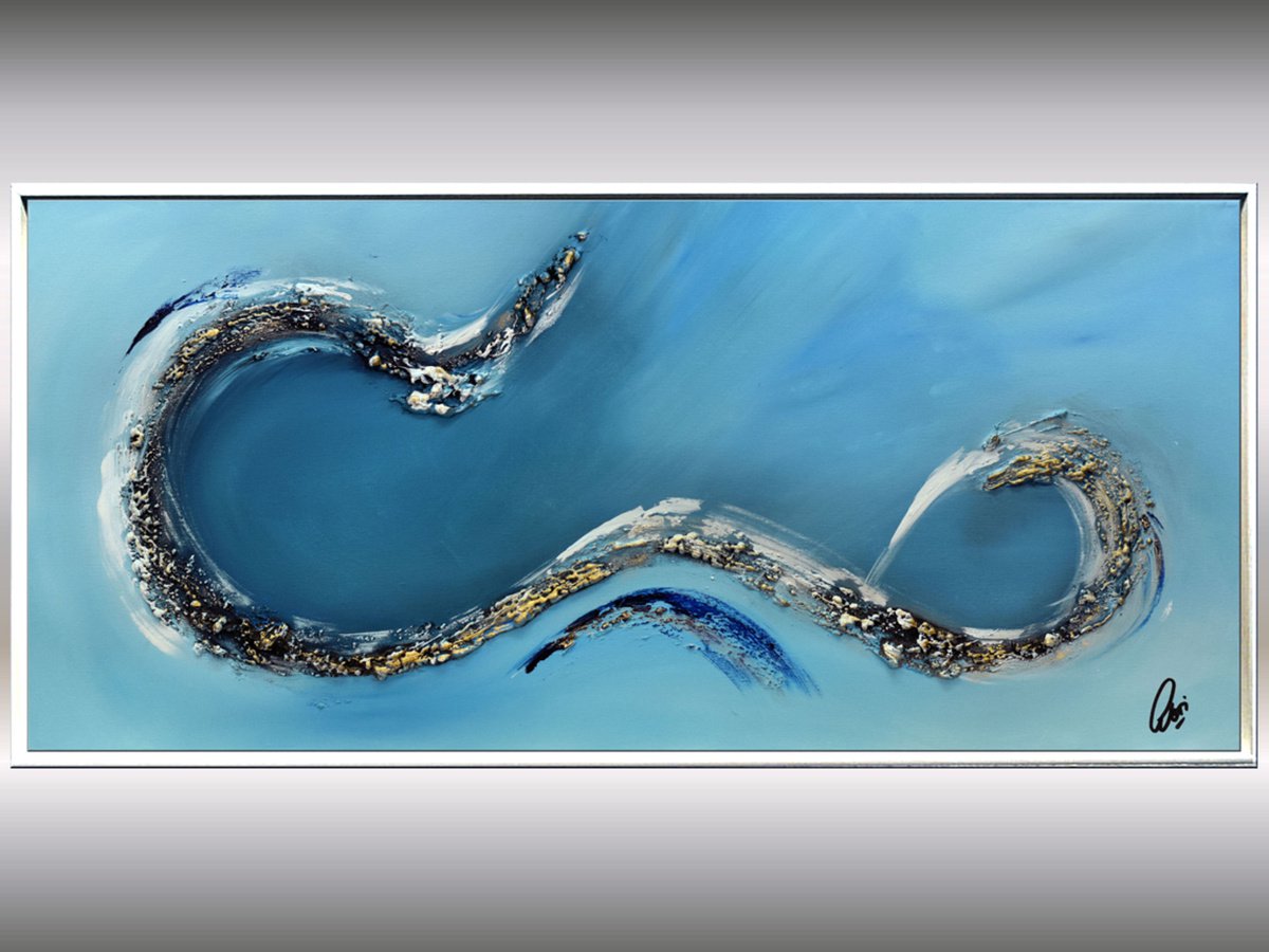 Deep Blue - Abstract Art - Acrylic Painting - Canvas Art - Framed Painting - Abstract Sea... by Edelgard Schroer