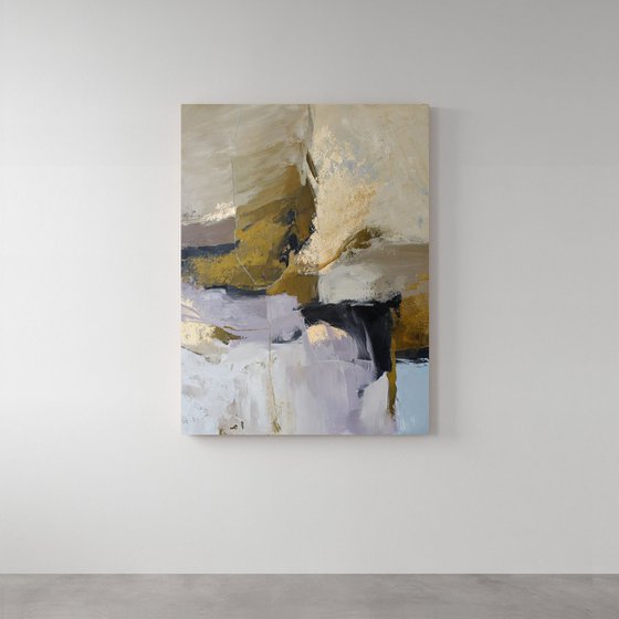 "Ness" Abstract acrylic licak beige brown art