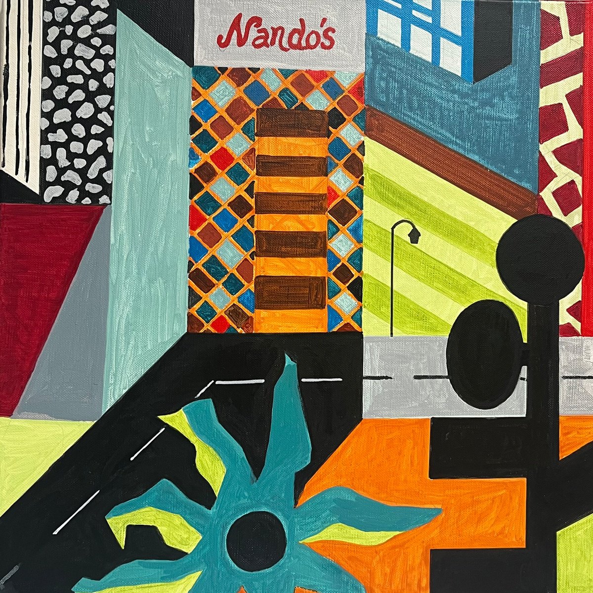 Urban And Pop Cityscapes Acrylic Painting By Andre Baldet, 16 X 16, Cape-Town_A-01C, Original Artwork