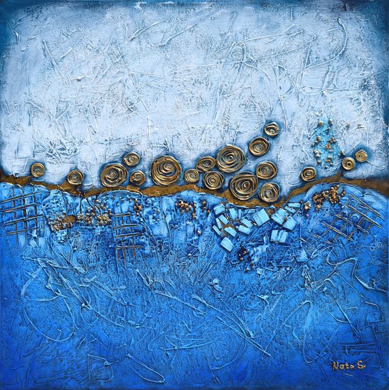 Blue Abstract Textured Painting