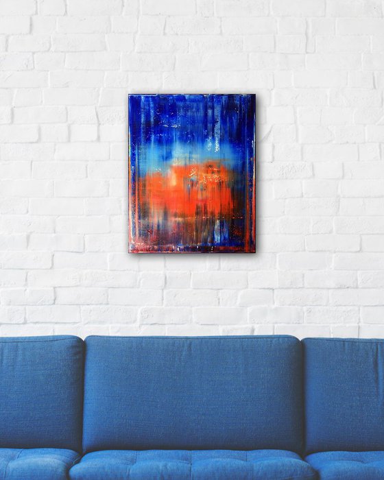 "Firewater" - FREE USA SHIPPING - Original PMS Abstract Oil Painting On Canvas - 16" x 20"