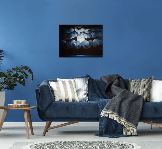 Moonlight (60x80cm, cubism, oil painting, ready to hang)