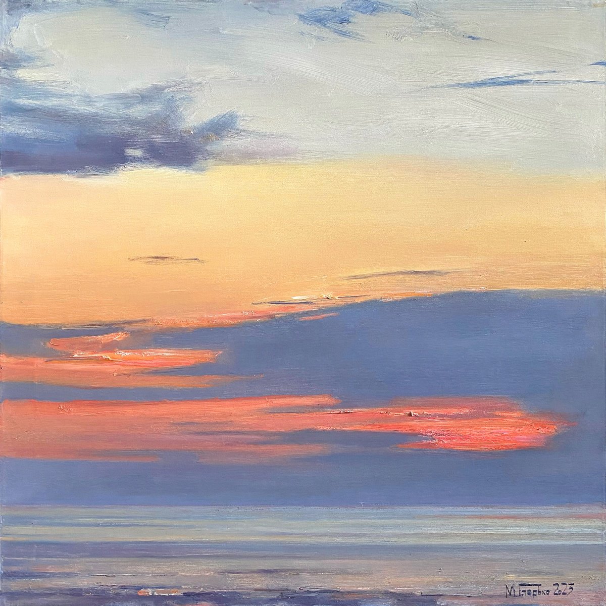 Impressionistic Landscape Oil Painting By Maxim Gladko, 31 X 31", Condition #3, Original Artwork