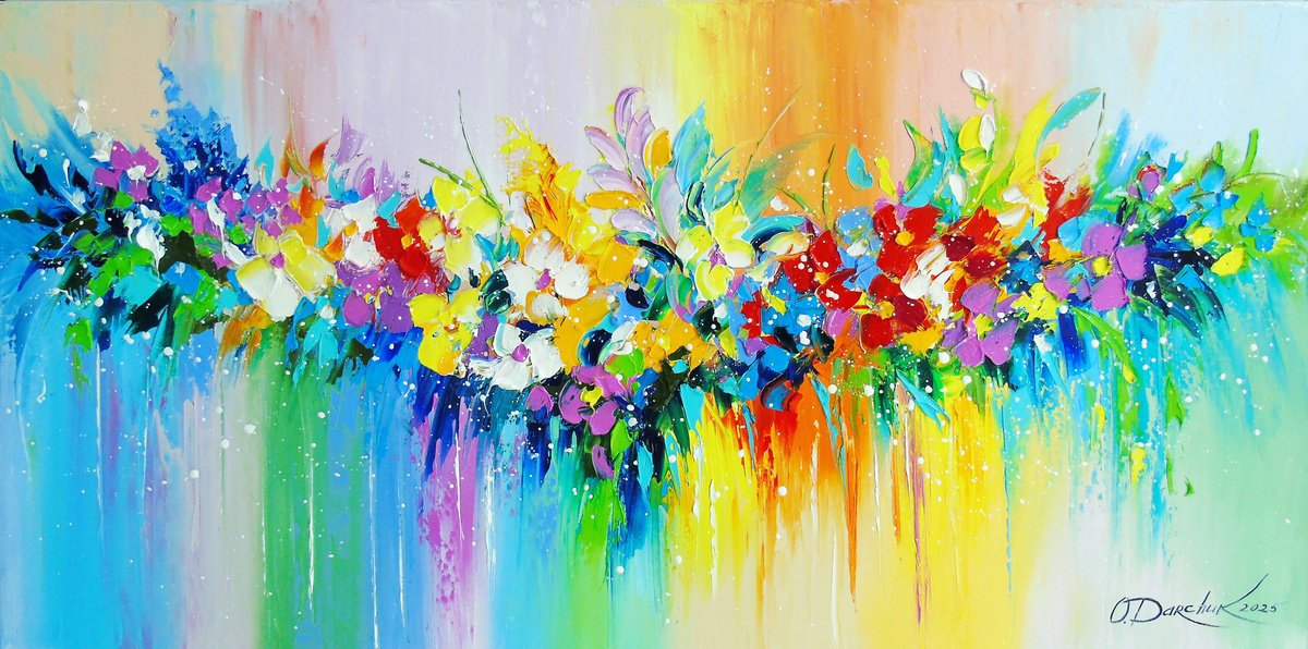 Abstract Oil Painting By Olha Darchuk, 31 X 16", Music Of The Soul, Original Artwork