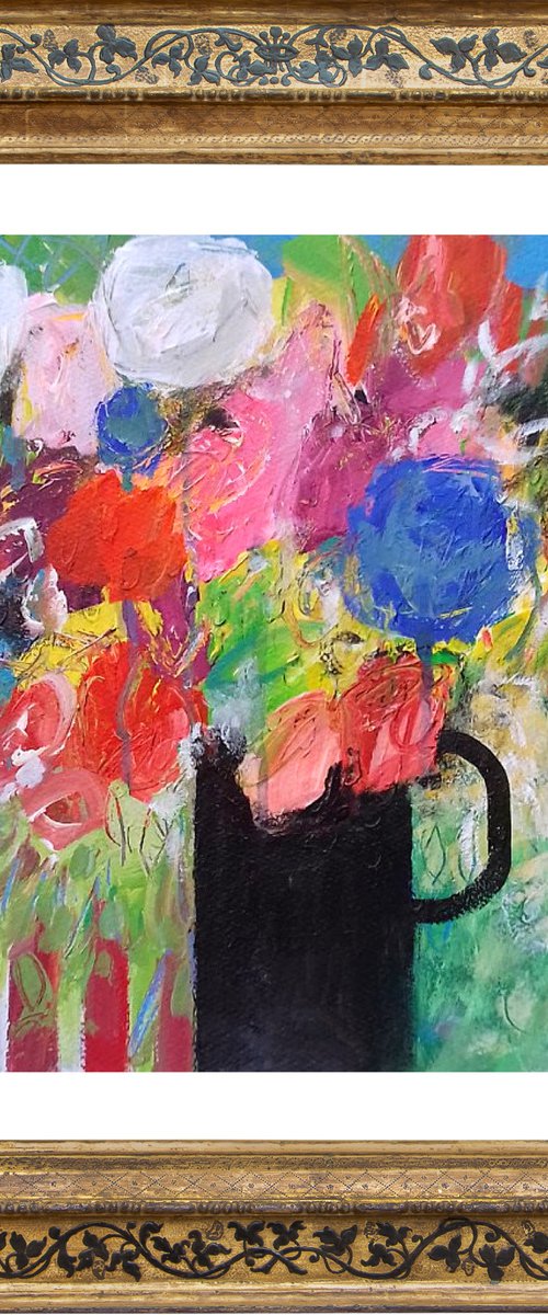 Summer Bouquet in a Black Jug by Jan Rippingham
