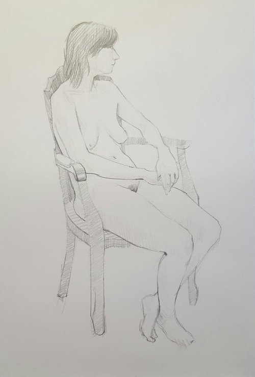 Jen, Seated (Life Drawing Study) by David Pott