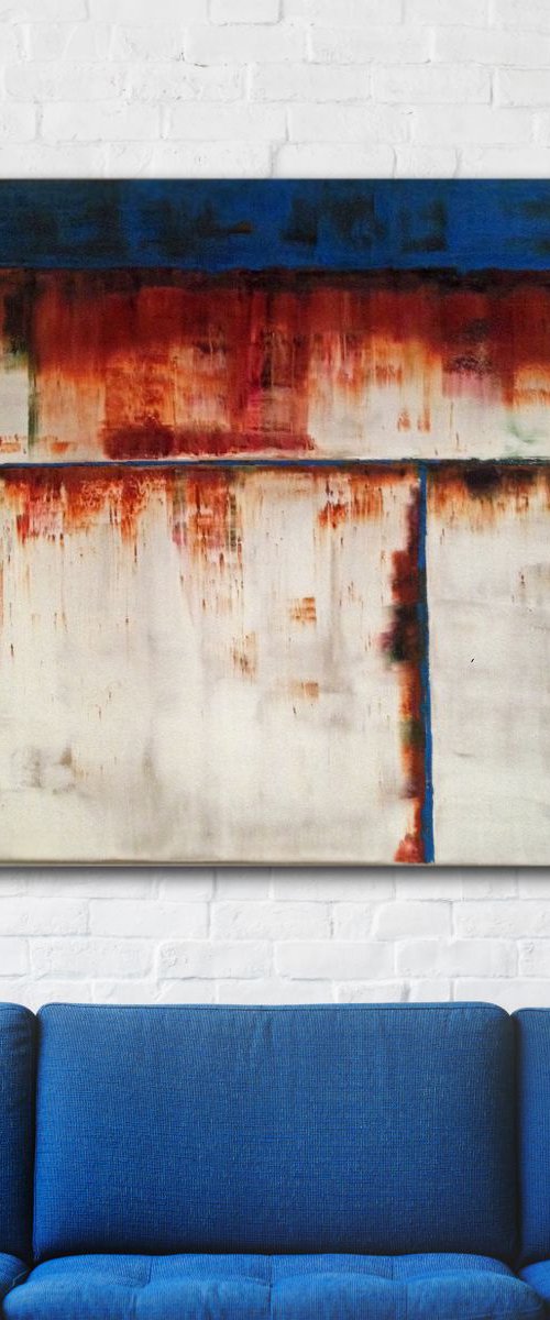 Original Abstract Painting - Rusty Blue by Matthew Withey
