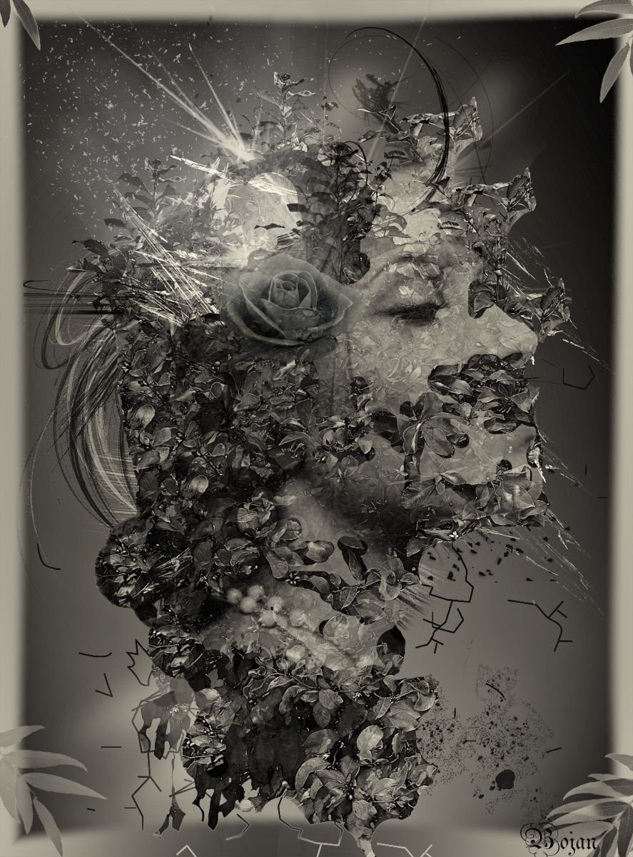 Illustrative Portrait Photograph By Bojan Jevtic, 26 X 35, In The Mirror, Original Artwork