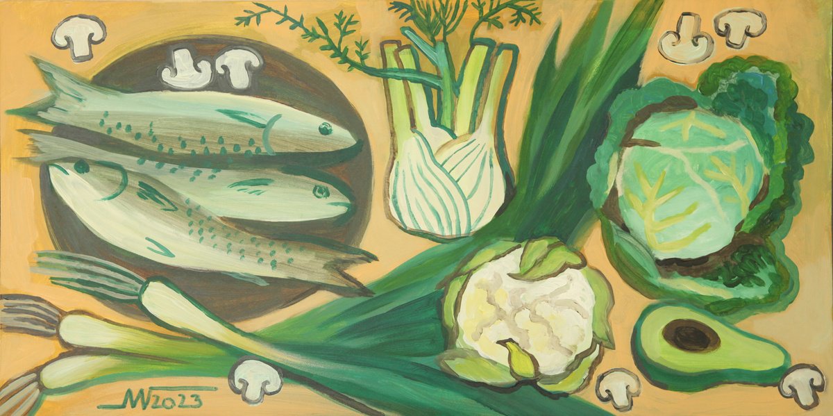 Still Life Acrylic Painting By Marina Gorkaeva, 31 X 16", Still Life, Original Artwork