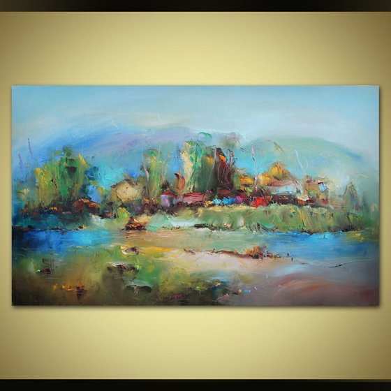 Spring in the mauntine, Landscape Oil painting, free shipping