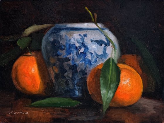 Tangerines and Vase