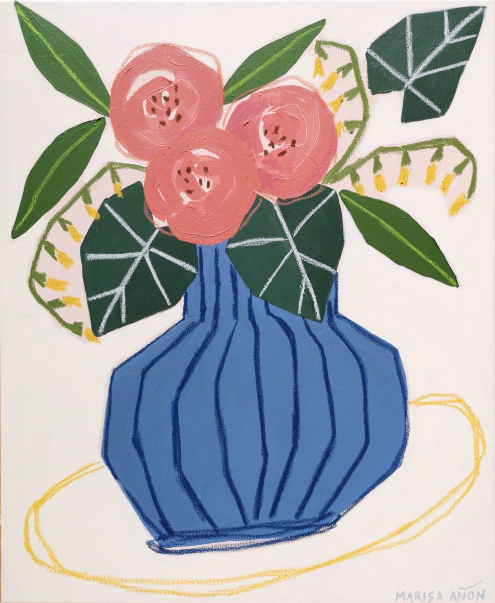 Impressionistic Still Life Acrylic Painting By Marisa Anon, 20 X 24", September Xi, Original Artwork