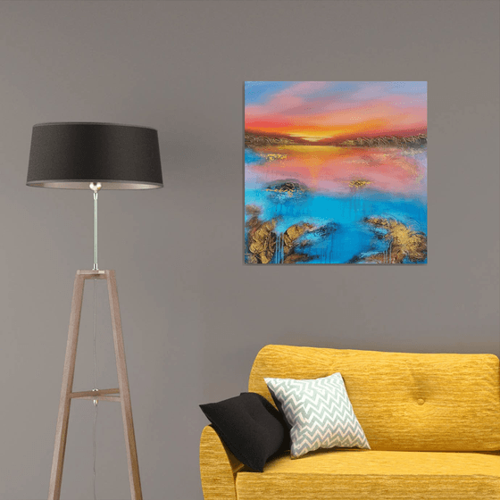 A beautiful large modern abstract figurative seascape painting "Evening mood"