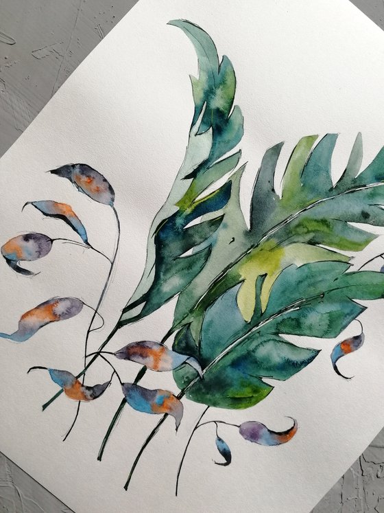 Palm leaves painting