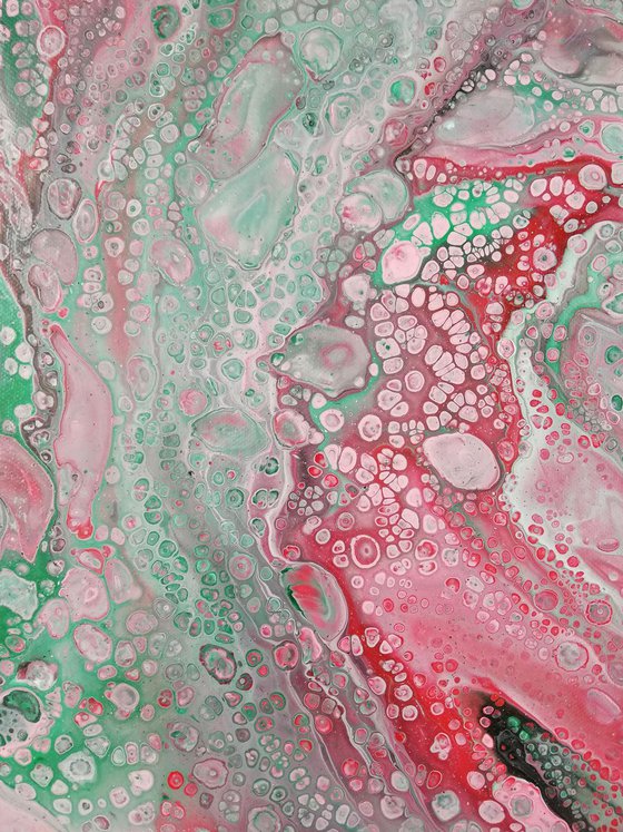 Abstract red & green , Set of 2 paintings, Ready to hang.